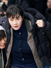 Kim Hye-su Unmasked 2025 Black Puffer Coat