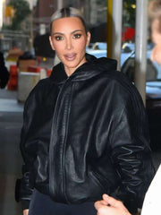 New York Street Style Kim Kardashian Leather Jacket