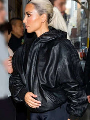 New York Street Style Kim Kardashian Leather Jacket
