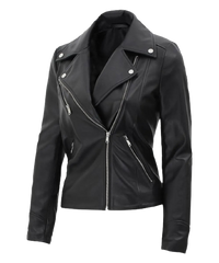 Kinzie Stylish Leather Biker Jacket Women, Black