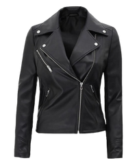 Kinzie Stylish Leather Biker Jacket Women, Black
