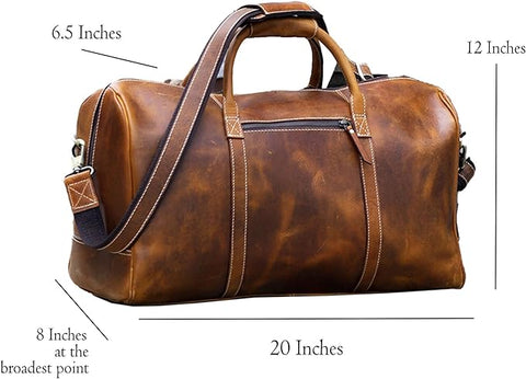 Leather Duffel Bag for Men & Women – Premium Full Grain Leather Travel Bag for Weekend Getaways, Sports, Gym, and Overnight Trips Tan