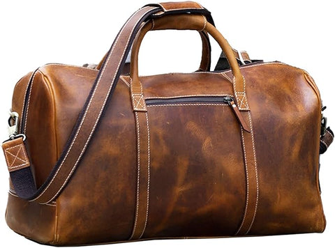 Leather Duffel Bag for Men & Women – Premium Full Grain Leather Travel Bag for Weekend Getaways, Sports, Gym, and Overnight Trips Tan