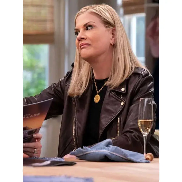Kristen Johnston Leanne 2025 Black Leather Jacket