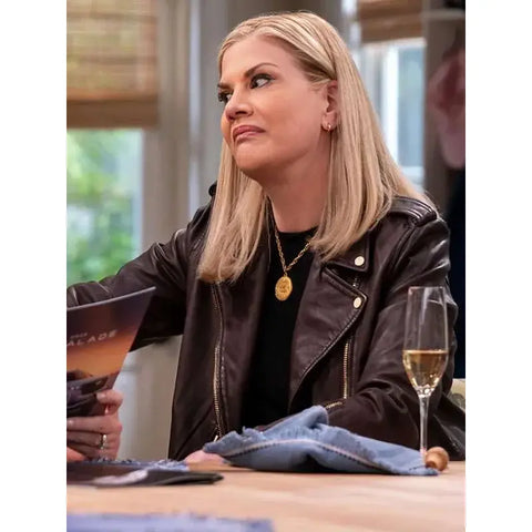 Kristen Johnston Leanne 2025 Black Leather Jacket