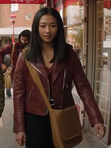Kung Fu Olivia Liang Maroon Leather Jacket