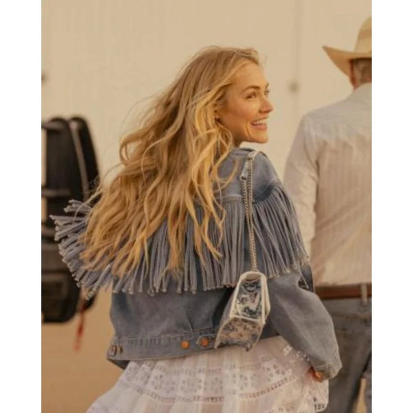 Landman 2024 Michelle Randolph Denim Fringe Jacket