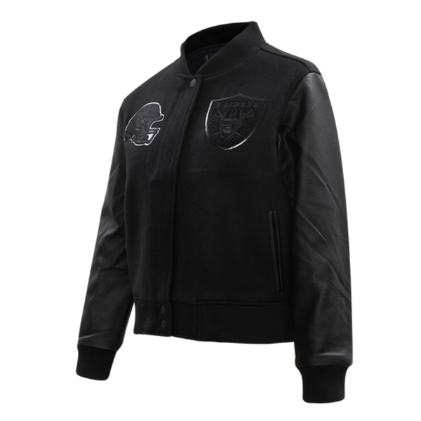 Las Vegas Raiders Black Wool & Leather Varsity Jacket