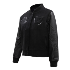 Las Vegas Raiders Black Wool & Leather Varsity Jacket