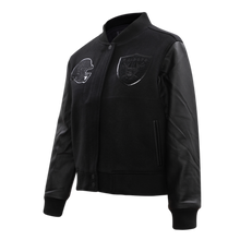 Las Vegas Raiders Black Wool & Leather Varsity Jacket