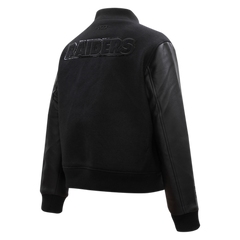 Las Vegas Raiders Black Wool & Leather Varsity Jacket