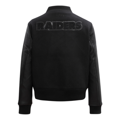 Las Vegas Raiders Black Wool & Leather Varsity Jacket