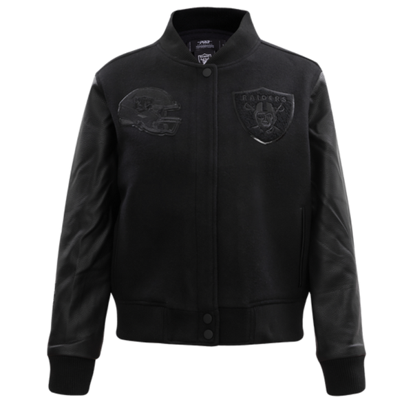 Las Vegas Raiders Black Wool & Leather Varsity Jacket