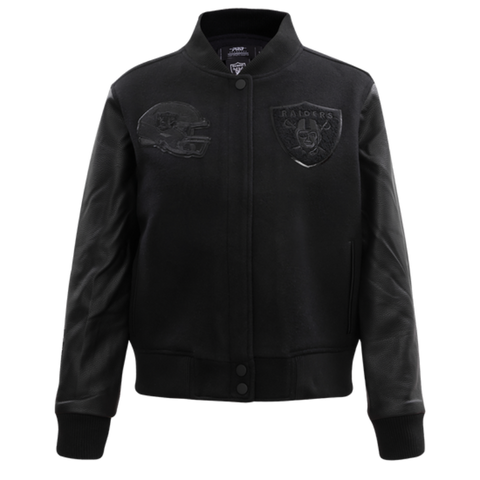Las Vegas Raiders Black Wool & Leather Varsity Jacket