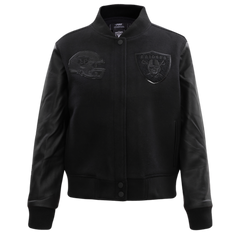 Las Vegas Raiders Black Wool & Leather Varsity Jacket