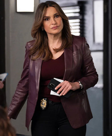 Law and Order SVU S26 Mariska Hargitay Leather Blazer