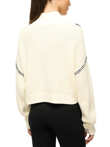 All American Greta Onieogou Stitch Trim Half Sweater