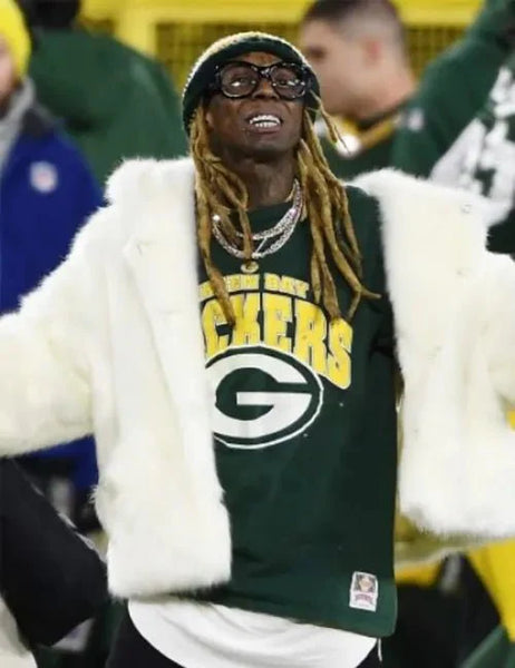 Lil Wayne Green Bay Packers Field Detroit Lions Fur Jacket