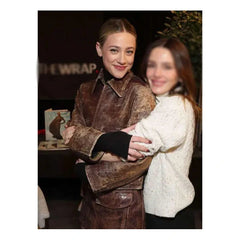 Hal and Harper Lili Reinhart Distressed Brown Leather Jacket