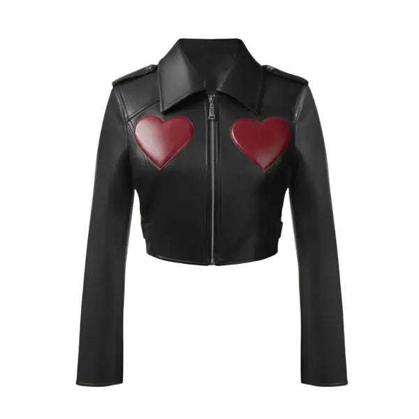 Liv Morgan 2025 Red Hearts Leather Jacket