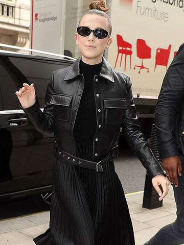 Millie Bobby Black Leather Jacket