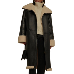 Shearling Coat Style Leather Duster For Women