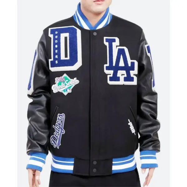 Earvin Magic Johnson Dodgers Black Varsity Jacket