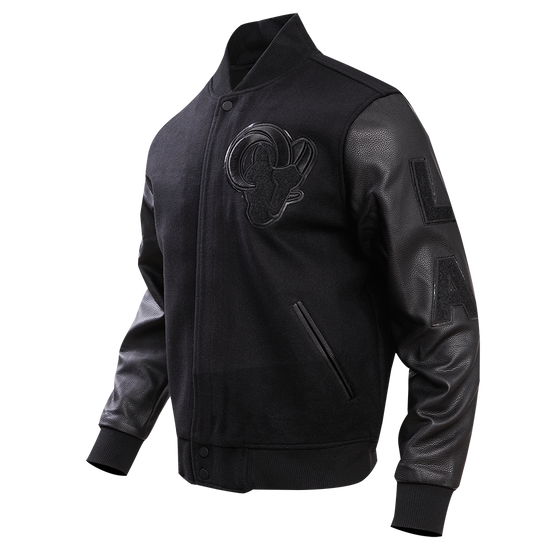 Los Angeles Rams Black Wool & Leather Varsity Jacket