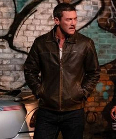 5lbs of Pressure Luke Evans Brown Leather Jacket