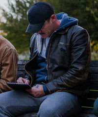 5lbs of Pressure Luke Evans Brown Leather Jacket