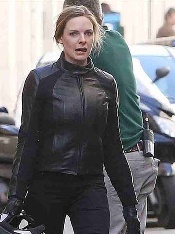 MI6 Rebecca Ferguson Black Biker Leather Jacket