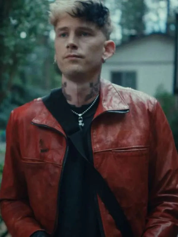 Machine Gun Kelly Lonely Road 2024 Brown Leather Jacket