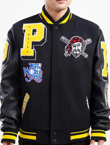Macias Pittsburgh Pirates Black Wool Varsity Jacket