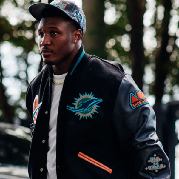 Malik Washington Miami Dolphins Black Varsity Jacket