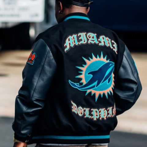 Malik Washington Miami Dolphins Black Varsity Jacket