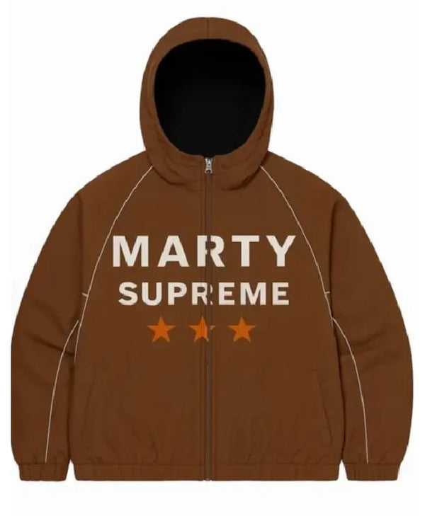 Marty Supreme Brown Hooded Brown Jacket