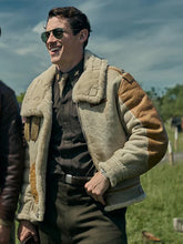 Masters Of The Air Callum Turner B3 Shearling Leather Jacket
