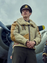 Masters Of The Air Callum Turner B3 Shearling Leather Jacket