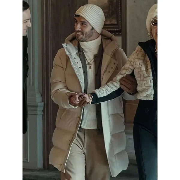 Matteo Nine Perfect Strangers S02 White Puffer Coat