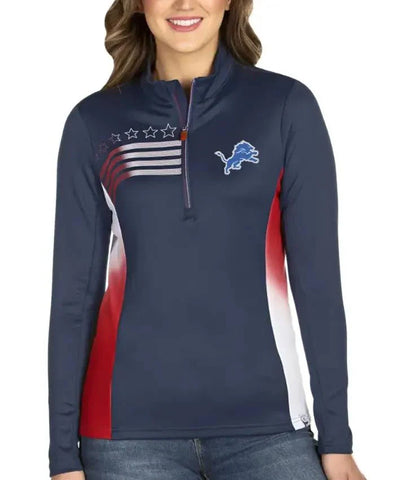 McCullough Detroit Lions Blue Quarter-Zip Jacket