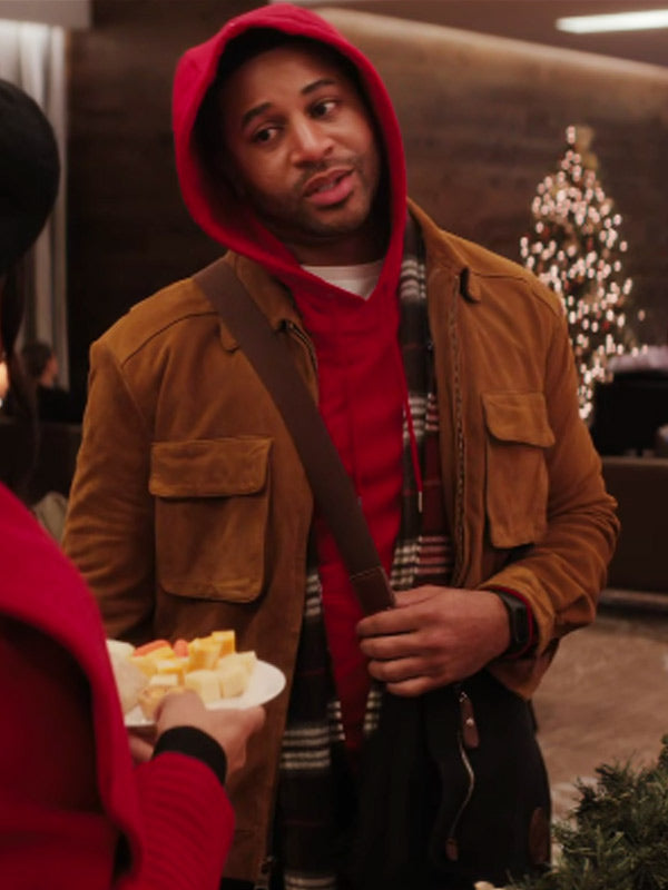 Meet Me Next Christmas 2024 Devale Ellis Suede Leather Jacket