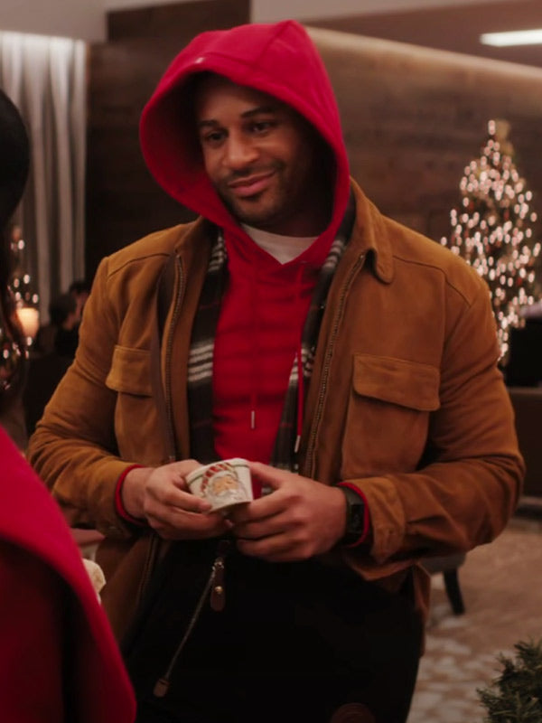 Meet Me Next Christmas 2024 Devale Ellis Suede Leather Jacket