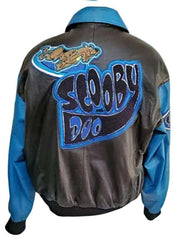 Men Black and Blue Scooby Doo Leather Jacket