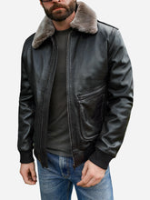 Derek Black Leather Pilot Bomber Jacket