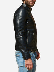 Jayden Black Vintage Leather Biker Jacket