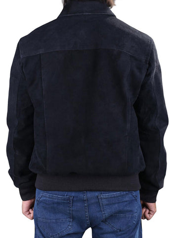 Ralph Bomber Black Suede Leather Jacket