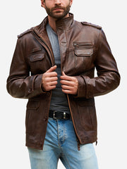 Oliver Brown Leather Distressed Jacket