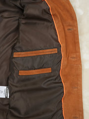 Ricardo Brown Leather Suede Trucker Jacket