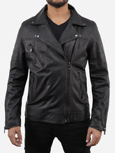 Marcus Black Sheepskin Real Leather Motorcycle Jacket
