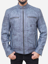 Edison Distressed Grey Leather Motorcycle Jacket